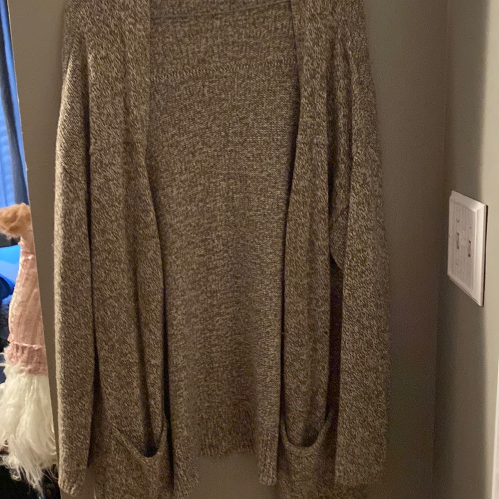 Brown and white cardigan